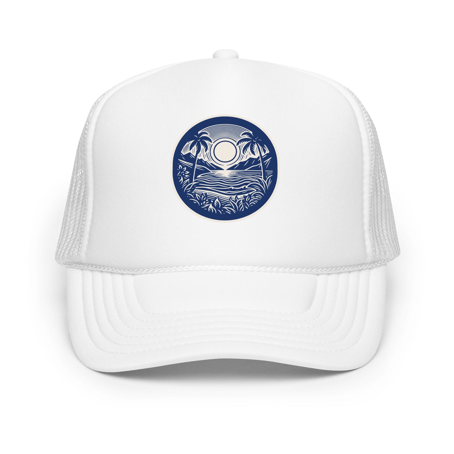 Sunset View foam trucker hat front view